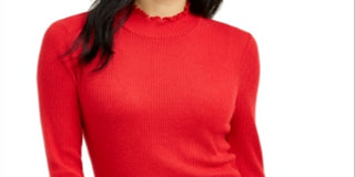 American Rag  Junior's Ribbed Mock Neck Pullover Top Red Size X-Large
