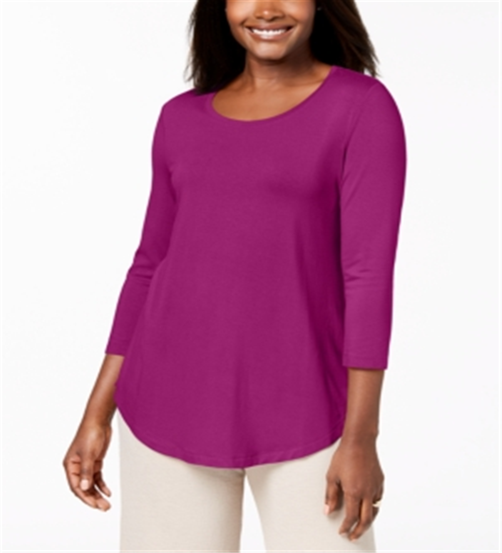 JM Collection Women's Scoop Neck Top Pink Size X-Small