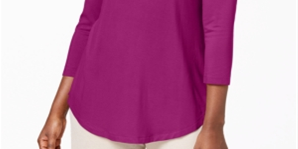 JM Collection Women's Scoop Neck Top Pink Size X-Small