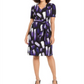 Alfani Women's Printed Tie Waist Dress Purple Size Petite L