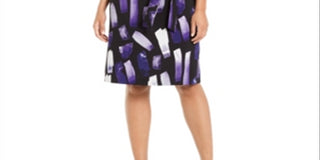 Alfani Women's Printed Tie Waist Dress Purple Size Petite L