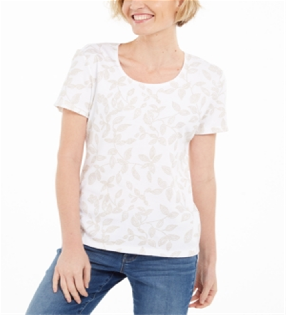 Karen Scott Women's Embellished Vine T-Shirt White Size Large