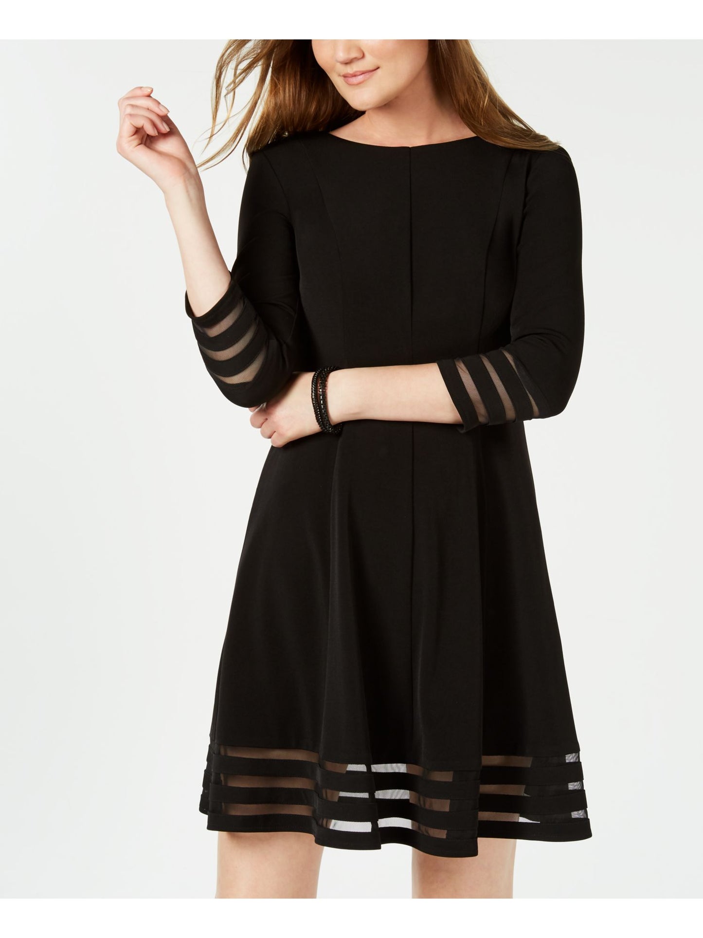 Jessica Howard Women's 3/4 Sleeve Above the Knee Dress Black Size 14 Petite