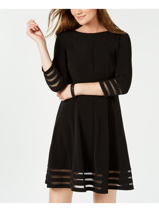 Jessica Howard Women's 3/4 Sleeve Above the Knee Dress Black Size 14 Petite
