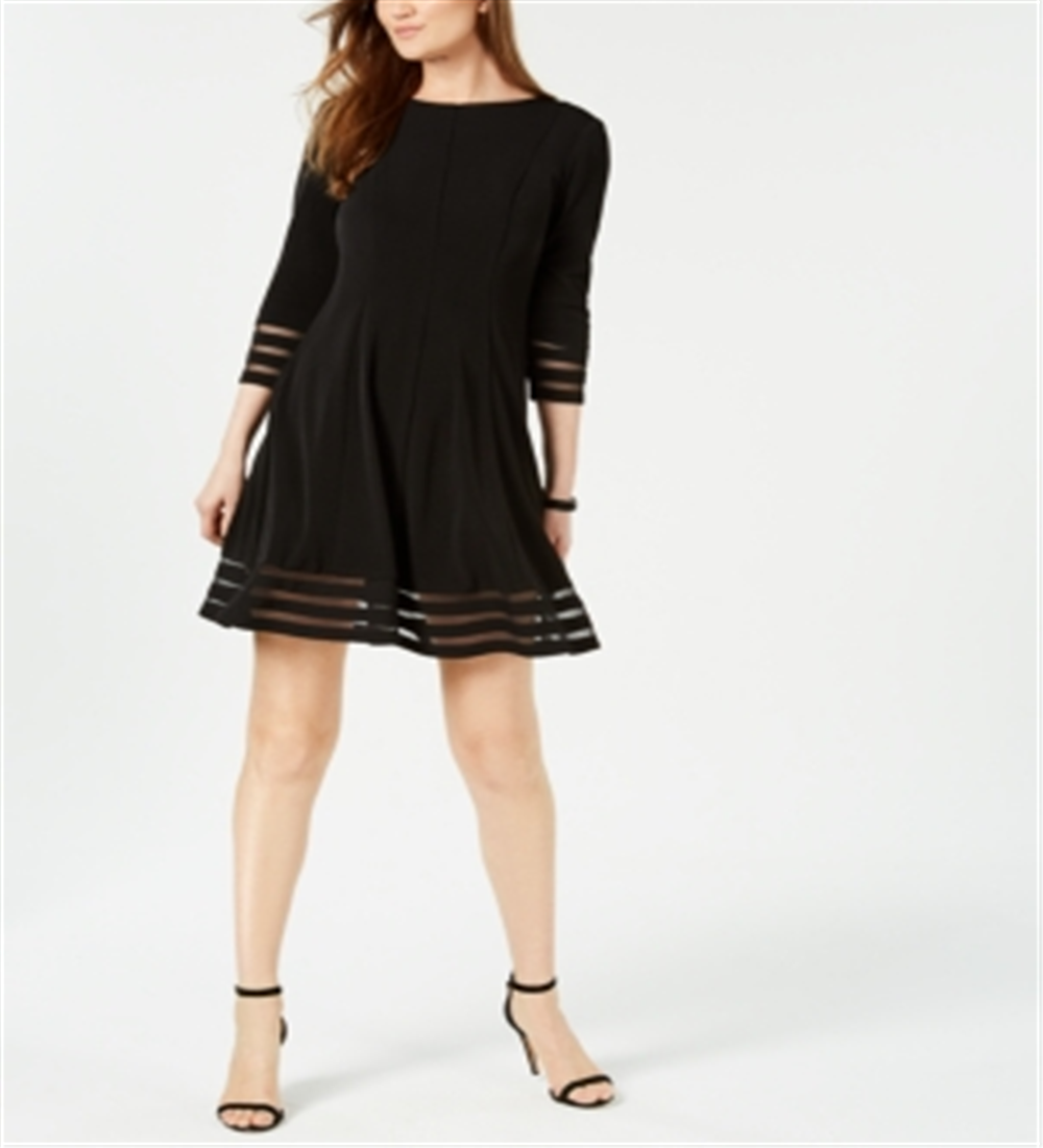 Jessica Howard Women's 3/4 Sleeve Above the Knee Dress Black Size 14 Petite