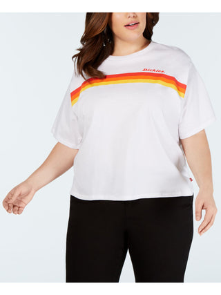 Dickies Women's Trendy Plus Logo Stripe Graphic T-Shirt White Size XXX-Large