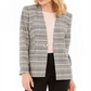 Calvin Klein Women's Collarless Plaid Blazer Pink Size 16