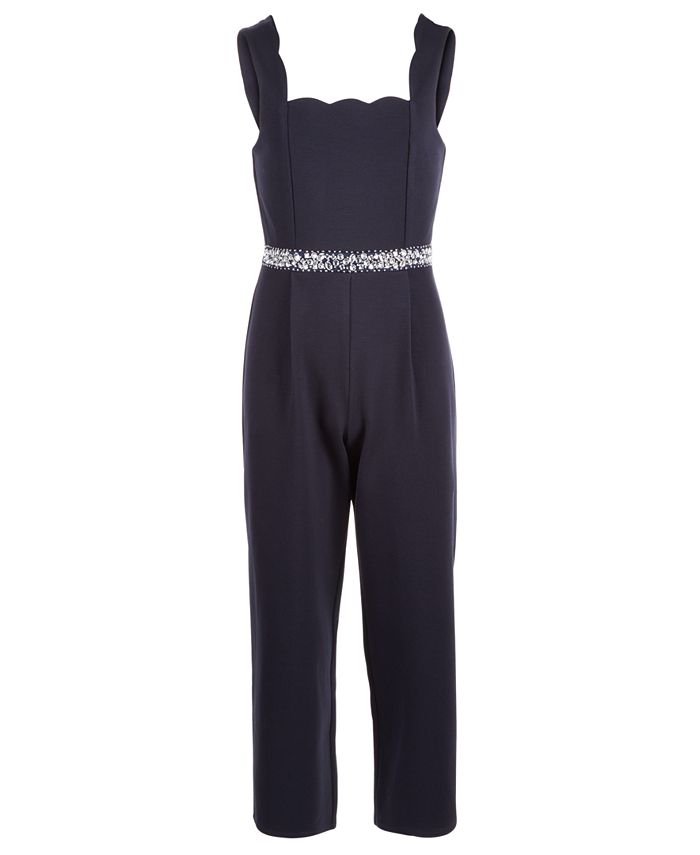 Monteau Big Girl's Embellished Jumpsuit Blue Size Medium
