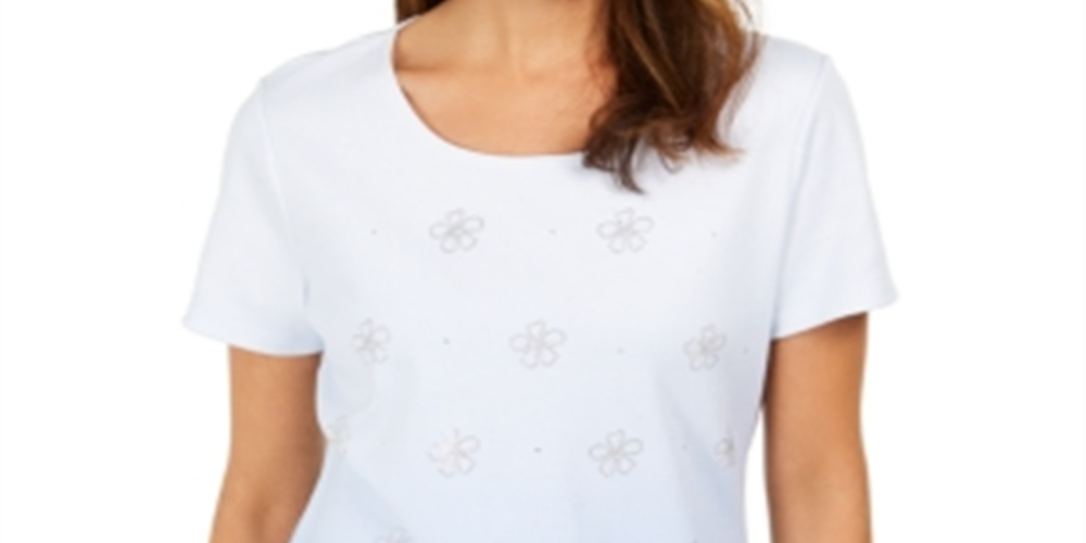 Karen Scott Women's Embellished Ombre T-Shirt Blue Size XX-Large