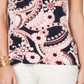 Tommy Hilfiger Women's Floral Paisley Blouse Blue Size Medium