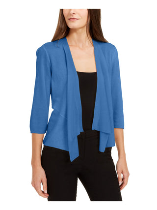 Alfani Women's 3/4 Sleeve Open Cardigan Top Blue Size Petite Small
