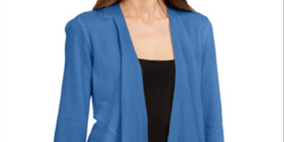 Alfani Women's 3/4 Sleeve Open Cardigan Top Blue Size Petite Small