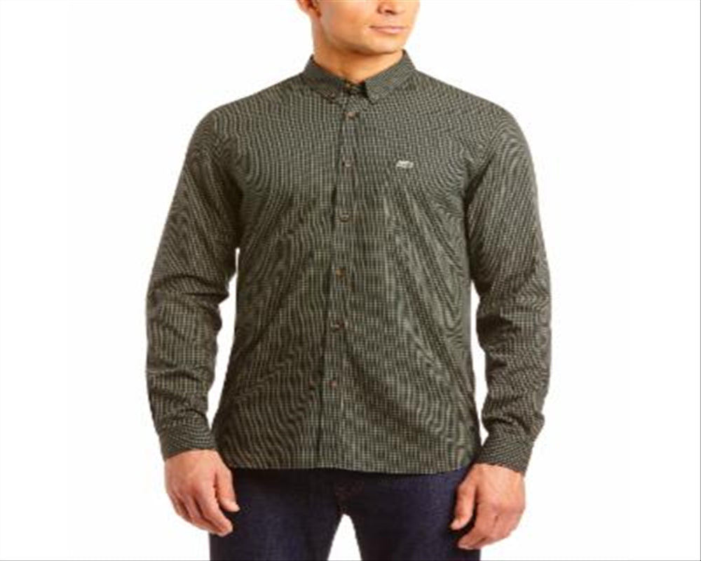 Lacoste Men's Regular Fit Gingham Check Poplin Shirt Green Size 2XL