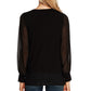 Vince Camuto Women's  Long Sleeve Jewel Neck Top Black Size Medium