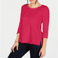 Charter Club Women's Cotton Lace Trim Top Pure Pink Size Petite Small