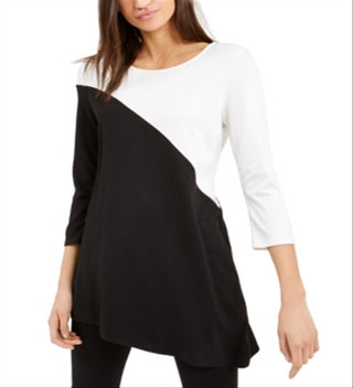 Alfani Women's Colorblock Tunic Black Size Petite S