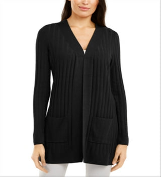 Alfani Women's Ribbed Cardigan Black Size Petite X-Large