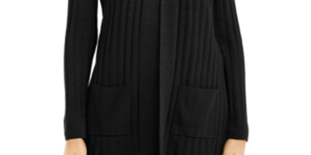 Alfani Women's Ribbed Cardigan Black Size Petite X-Large