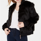 Say What? Women's Faux Fur Bomber Jacket Black Size Large