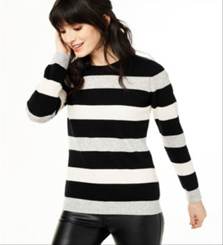 Charter Club Women's Striped Cashmere Sweater Black Size X-Small
