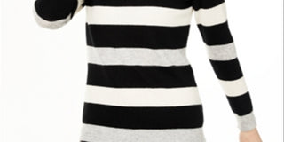 Charter Club Women's Striped Cashmere Sweater Black Size X-Small