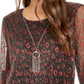 NY Collection Women's Metallic Asymmetrical Hem Necklace Top Red Size Petite Small