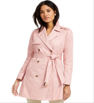 Charter Club Women's Classic Solid Trench Coat Pink Size XX-Large