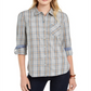Tommy Hilfiger Women's Plaid Utility Shirt Blue Size X-Small