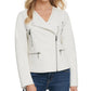 DKNY Women's Faux Leather Motorcycle Jacket White Size Medium