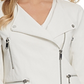 DKNY Women's Faux Leather Motorcycle Jacket White Size Medium