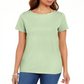 Karen Scott Women's Cotton Scalloped Neck T-Shirt Green Size Medium