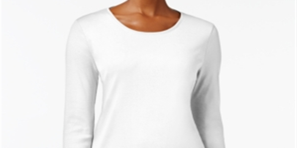 Charter Club Women's Pima Cotton Long Sleeve Top White Size XX-Large