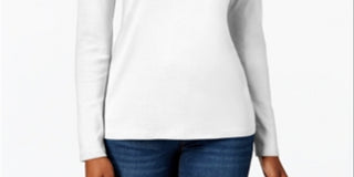 Charter Club Women's Pima Cotton Long Sleeve Top White Size XX-Large