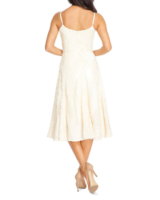 Dress the Population Women's Flora Sequin Fit & Flare Cocktail Dress White Size X-Large
