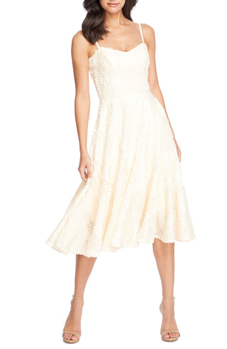Dress the Population Women's Flora Sequin Fit & Flare Cocktail Dress White Size X-Large