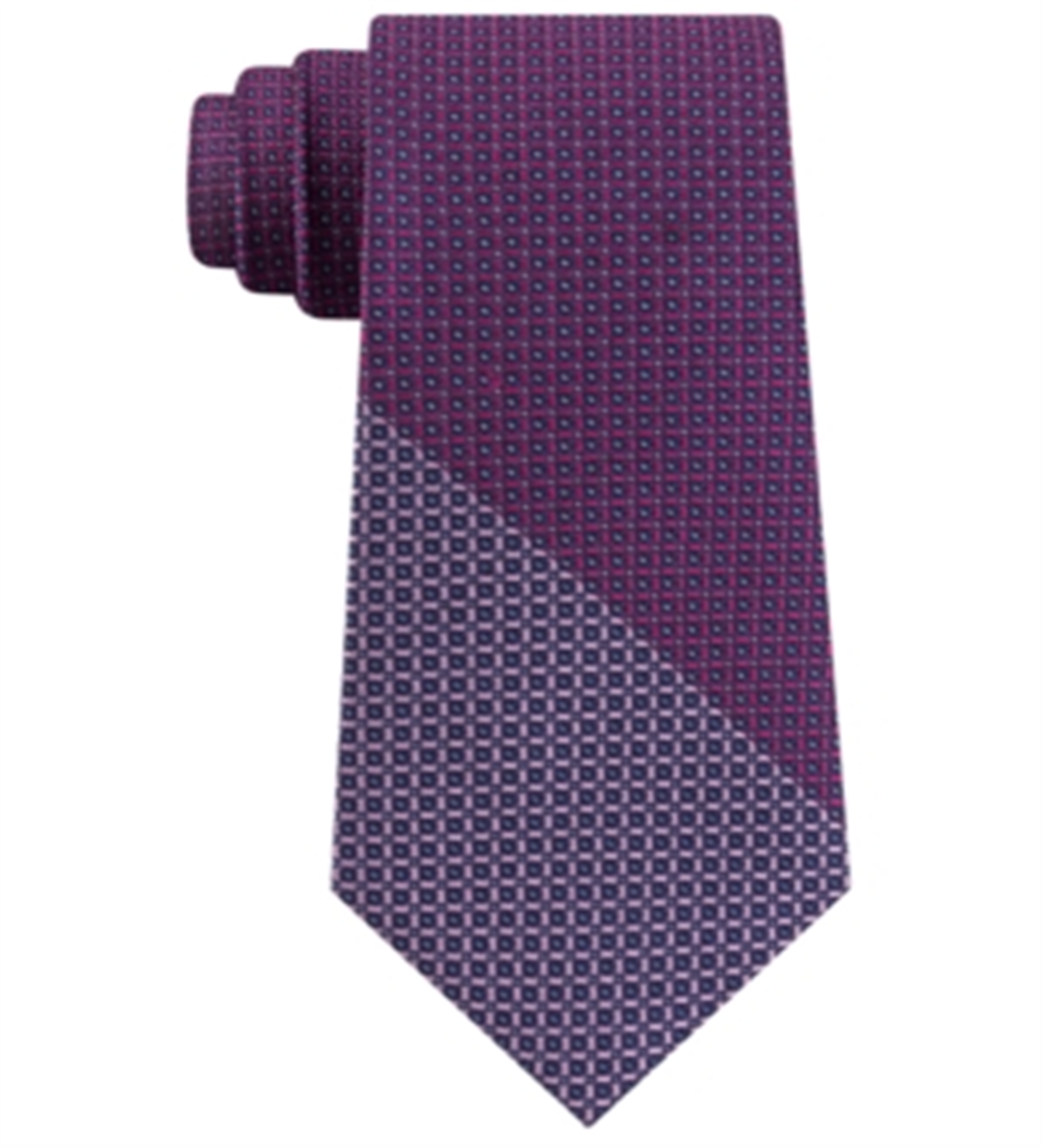 Calvin Klein Men's Slim Colorblocked Geometric Silk Tie Purple Size Regular
