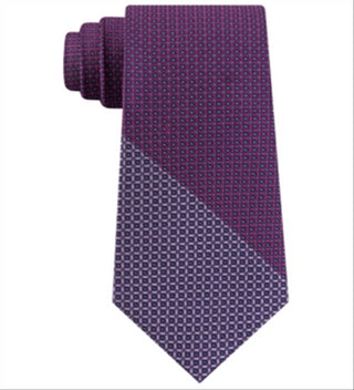 Calvin Klein Men's Slim Colorblocked Geometric Silk Tie Purple Size Regular
