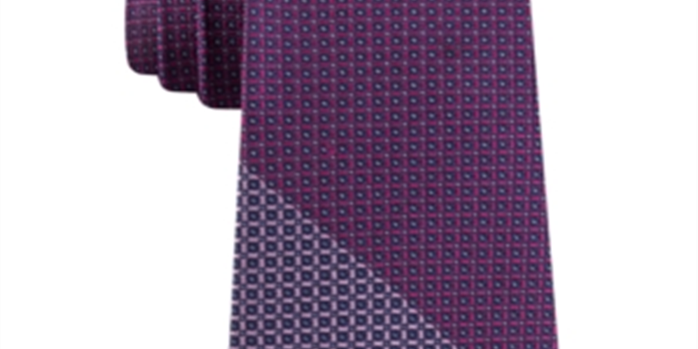 Calvin Klein Men's Slim Colorblocked Geometric Silk Tie Purple Size Regular