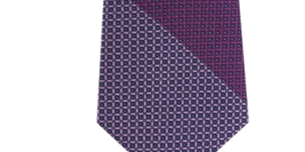 Calvin Klein Men's Slim Colorblocked Geometric Silk Tie Purple Size Regular