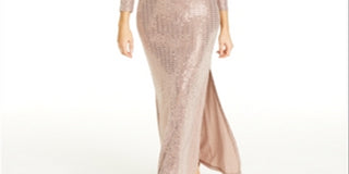 Morgan & Co Women's Plus Disco Dot Metallic Evening Dress Brown Size 3X