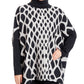 Joseph A Women's Plus Abstract Turtleneck Poncho Gray Size 2X