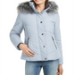 Maralyn & Me Junior's Faux Fur Trim Hooded Puffer Coat Blue Size X-Small