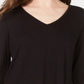 Style & Co Women's Long Sleeve V Neck Top Black Size Small
