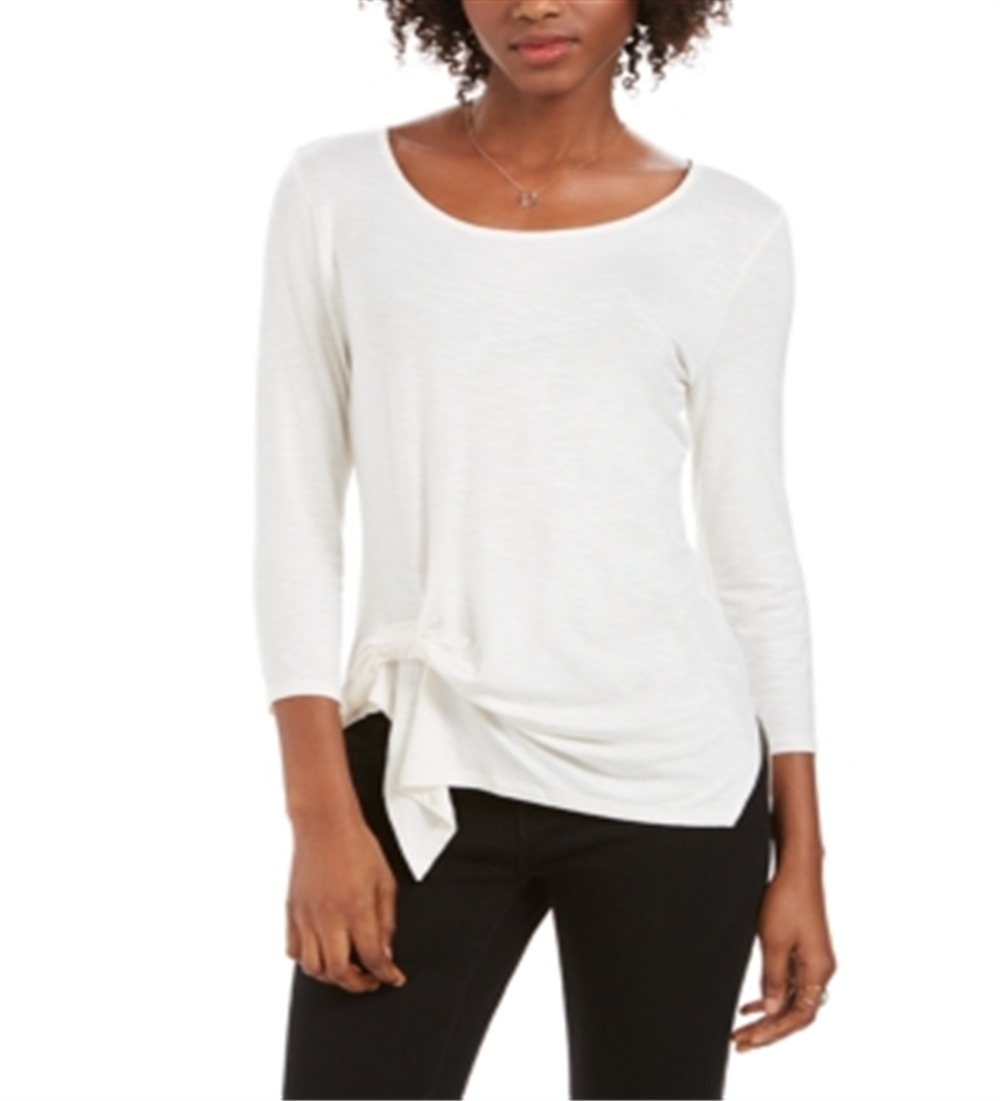 Style & Co Women's Tie Front Top -White Size X-Large
