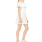 Speechless Junior's Pocketed Short Sleeve Off Shoulder Mini Fit Flare Dress White Size X-Small