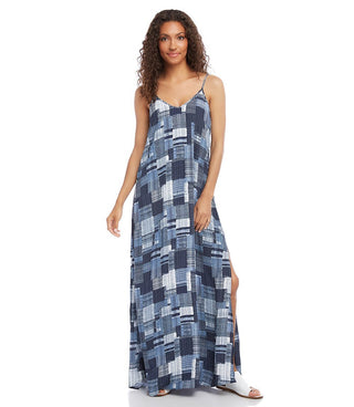 Karen Kane Women's Double V Maxi Dress -Blue Size X-Small