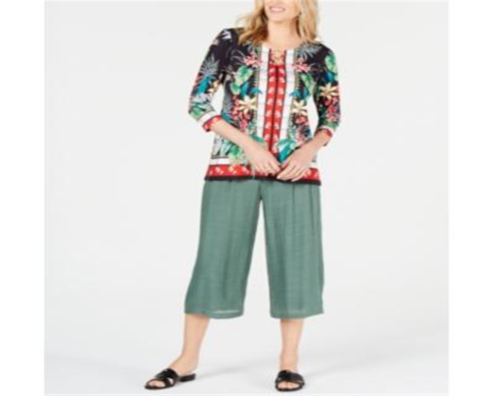 JM Collection Women's Printed Ring Tunic Black Size Small