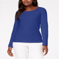 Karen Scott Women's Cotton Scoop Neck Top Blue Size Medium