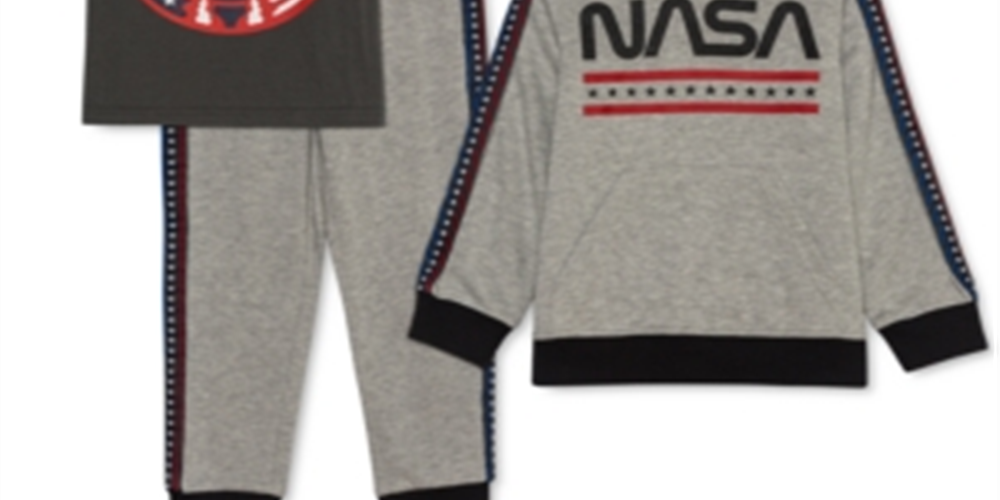 Jem Toddler Boy's 3 Pc Nasa Hoodie T-Shirt & Joggers Set Gray Size 2
