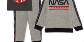 Jem Toddler Boy's 3 Pc Nasa Hoodie T-Shirt & Joggers Set Gray Size 2